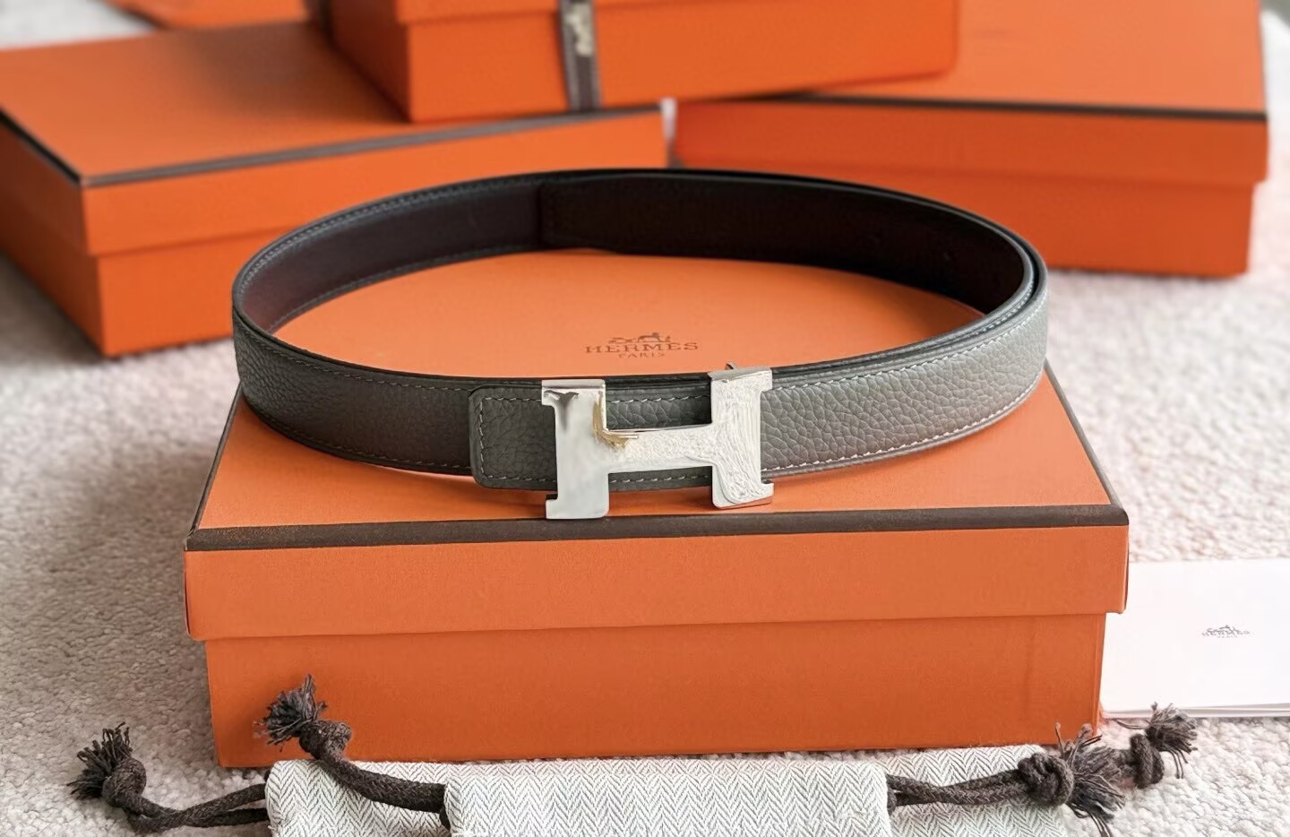 Hermes Mini Constance  Reversible Leather Belt 24mm