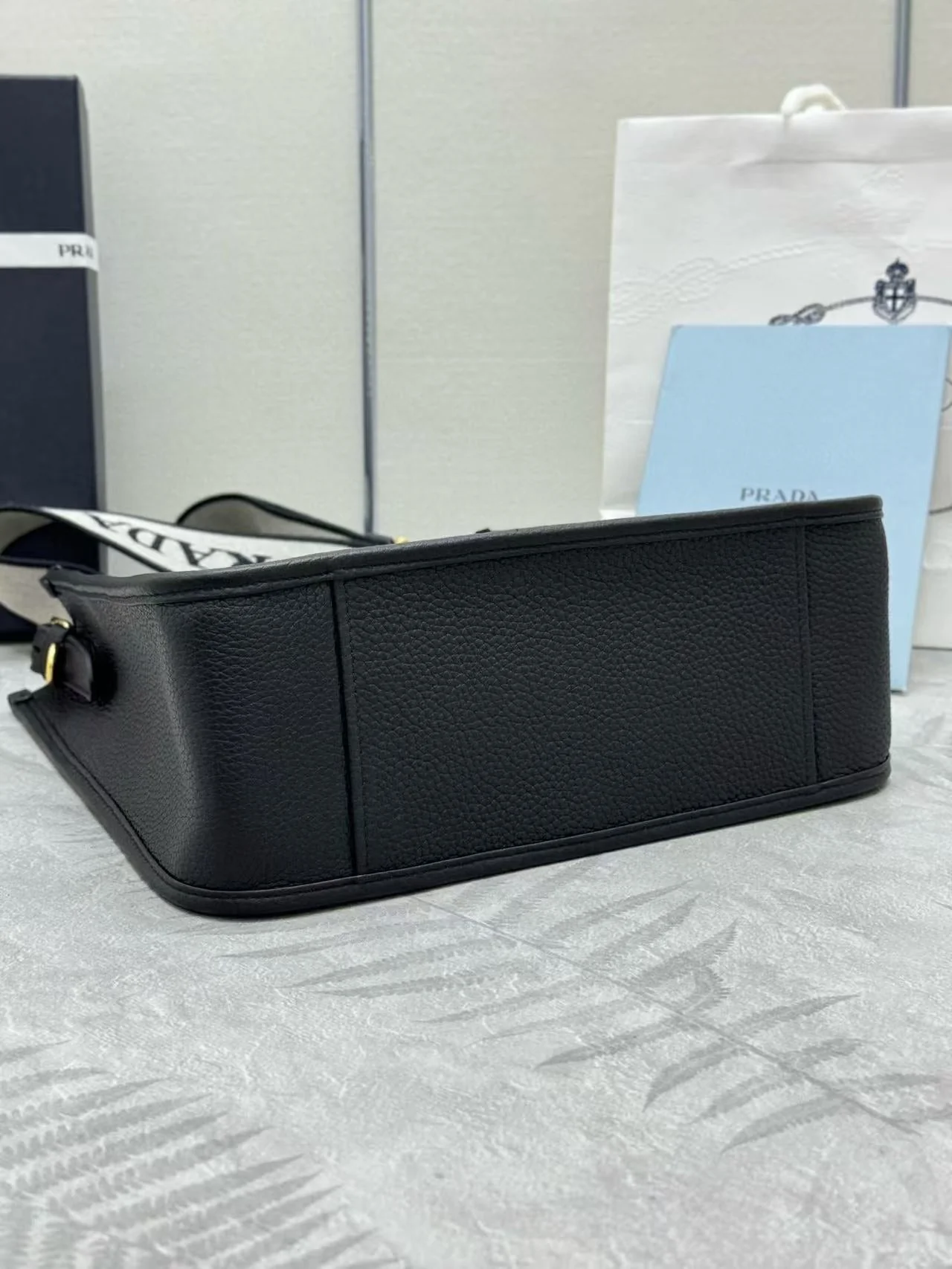 Prada 30cm Bag Black Calfskin Canvas