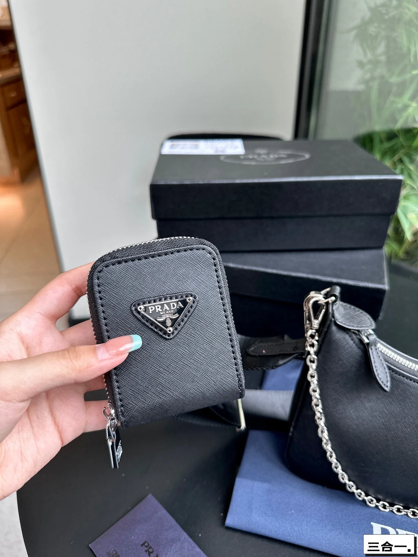 Prada 22 BAG IN BLACK SATIN WITH RHINSTONE SILVER HARDWARE