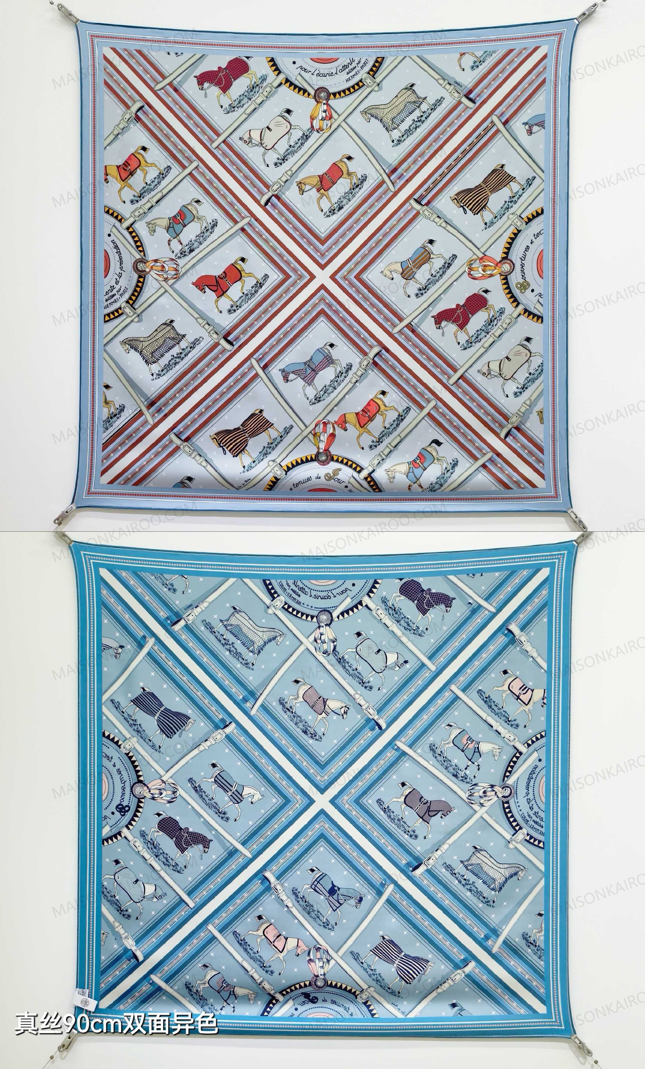Hermes Les Couvertures des Chevaux Double‑Sided Square Scarf - KAIROO