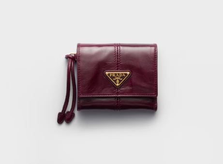 Prada Calfskin Small Wallet-Burgundy