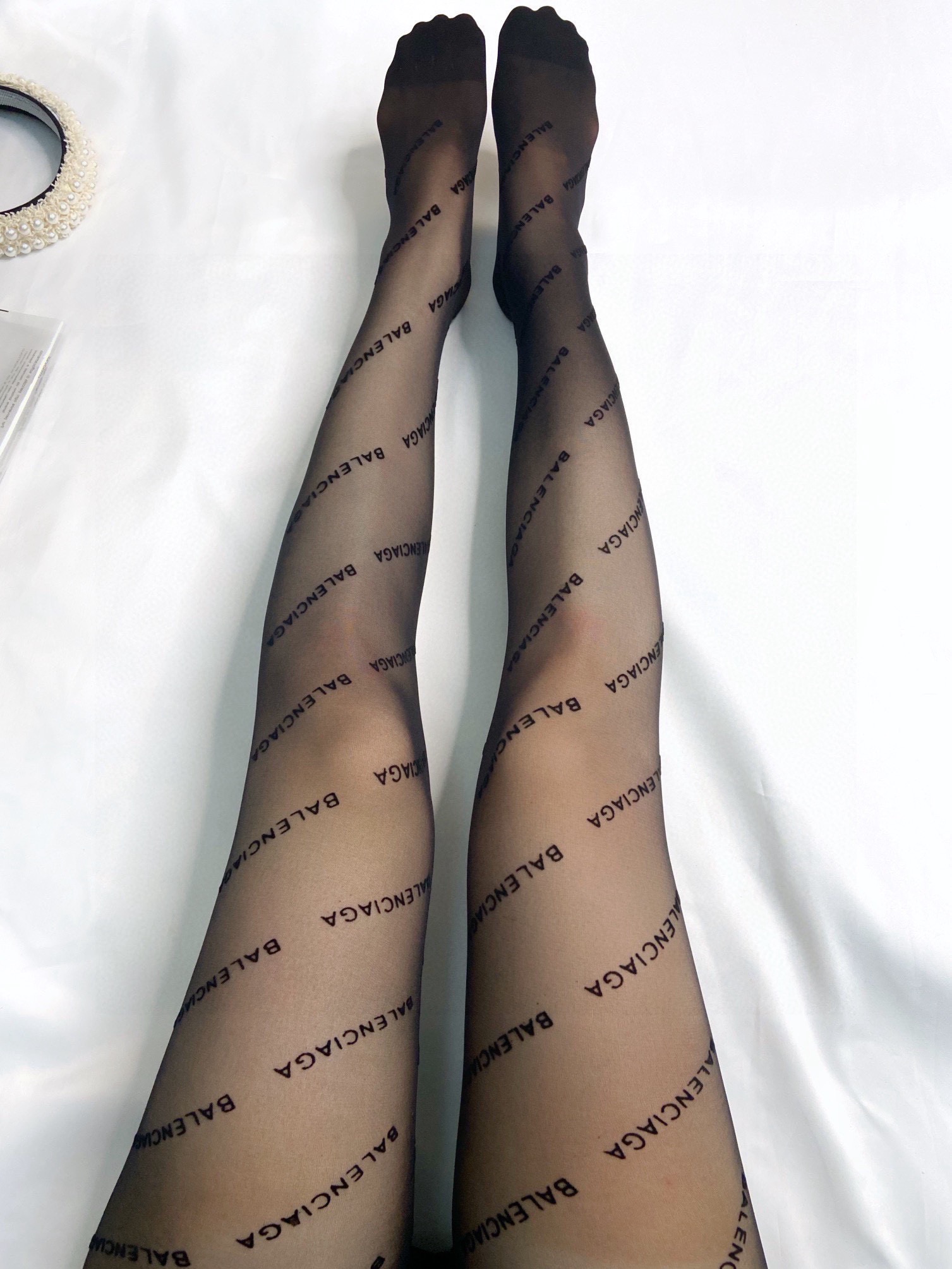 Balenciaga Diagonal Logo Sheer Stockings - KAIROO