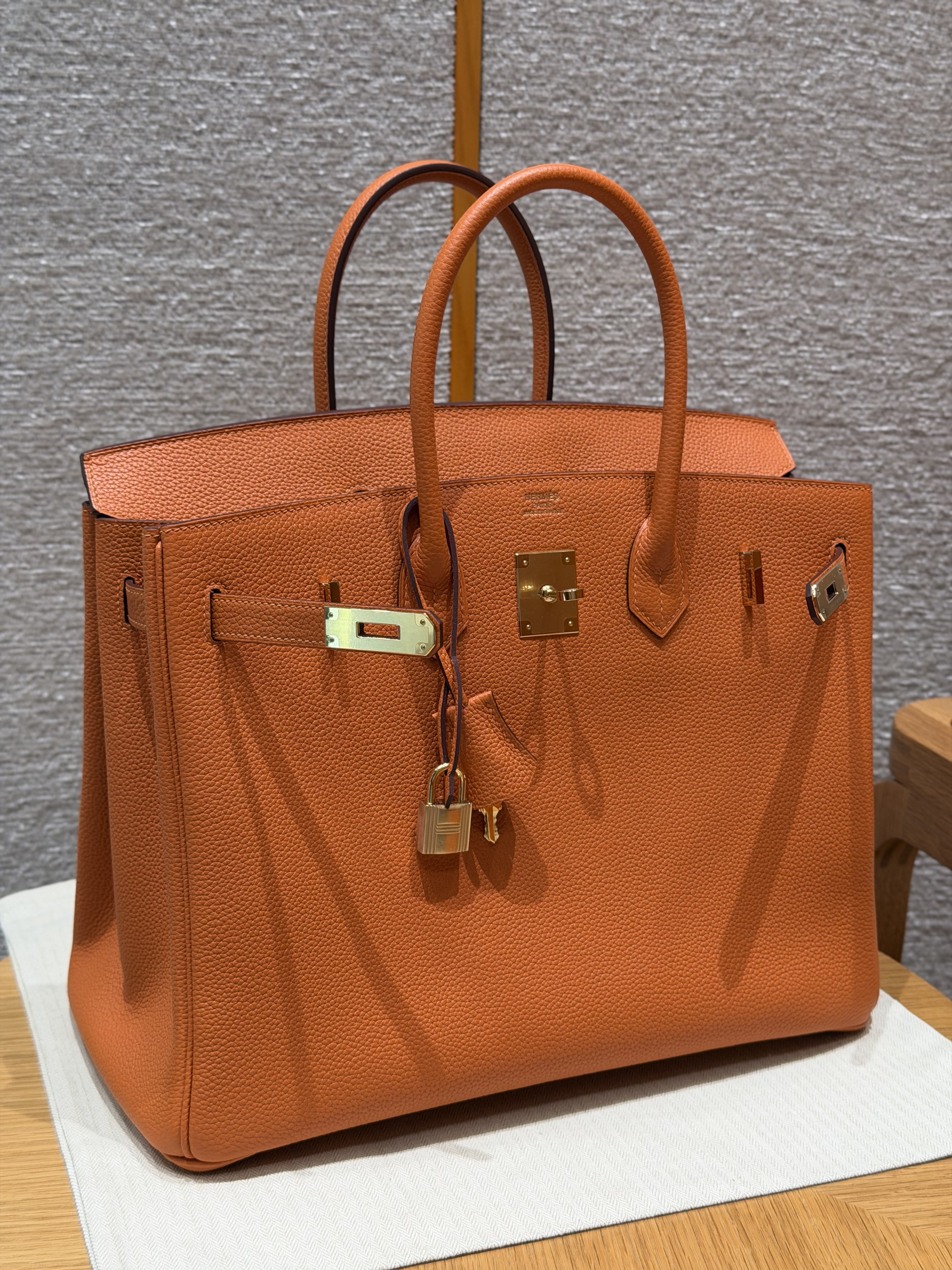 Hermes Oange Togo Birkin 35 Bag