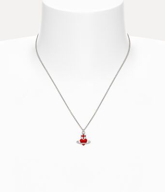 2026 New Vivienne Westwood Style Red Heart Saturn Pendant Necklace - Silver Tone Rhinestone Celestial Jewelry for Women