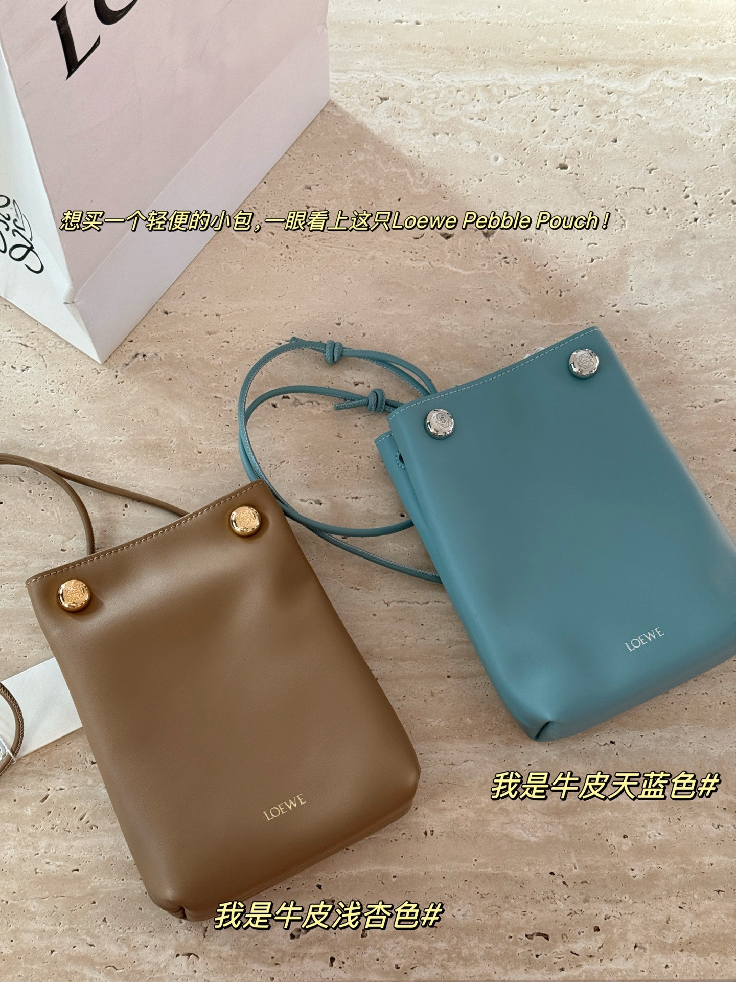 Loewe Mellow Leather Pebble Magnetic Closure Phone Skinny Strap Crossbody Pouch - KAIROO