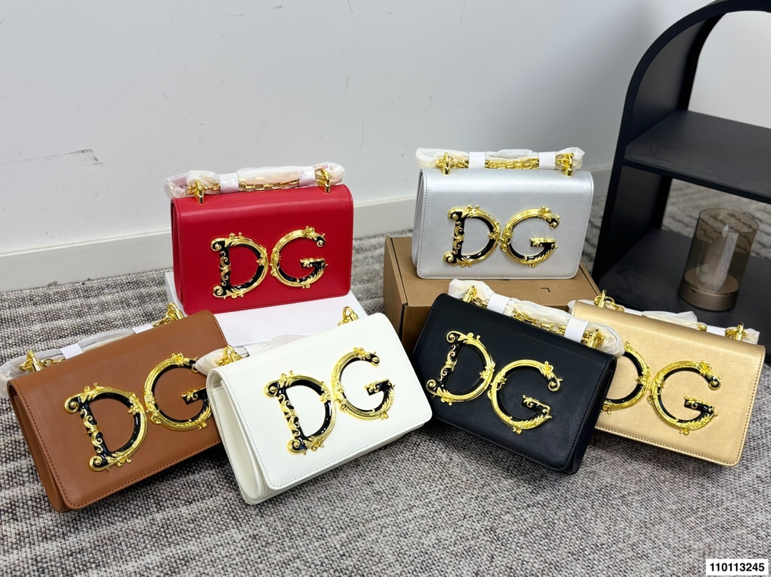 Dolce & Gabbana DG Baroque Logo Nappa Smooth Leather Chain Flap Shoulder Bag - KAIROO