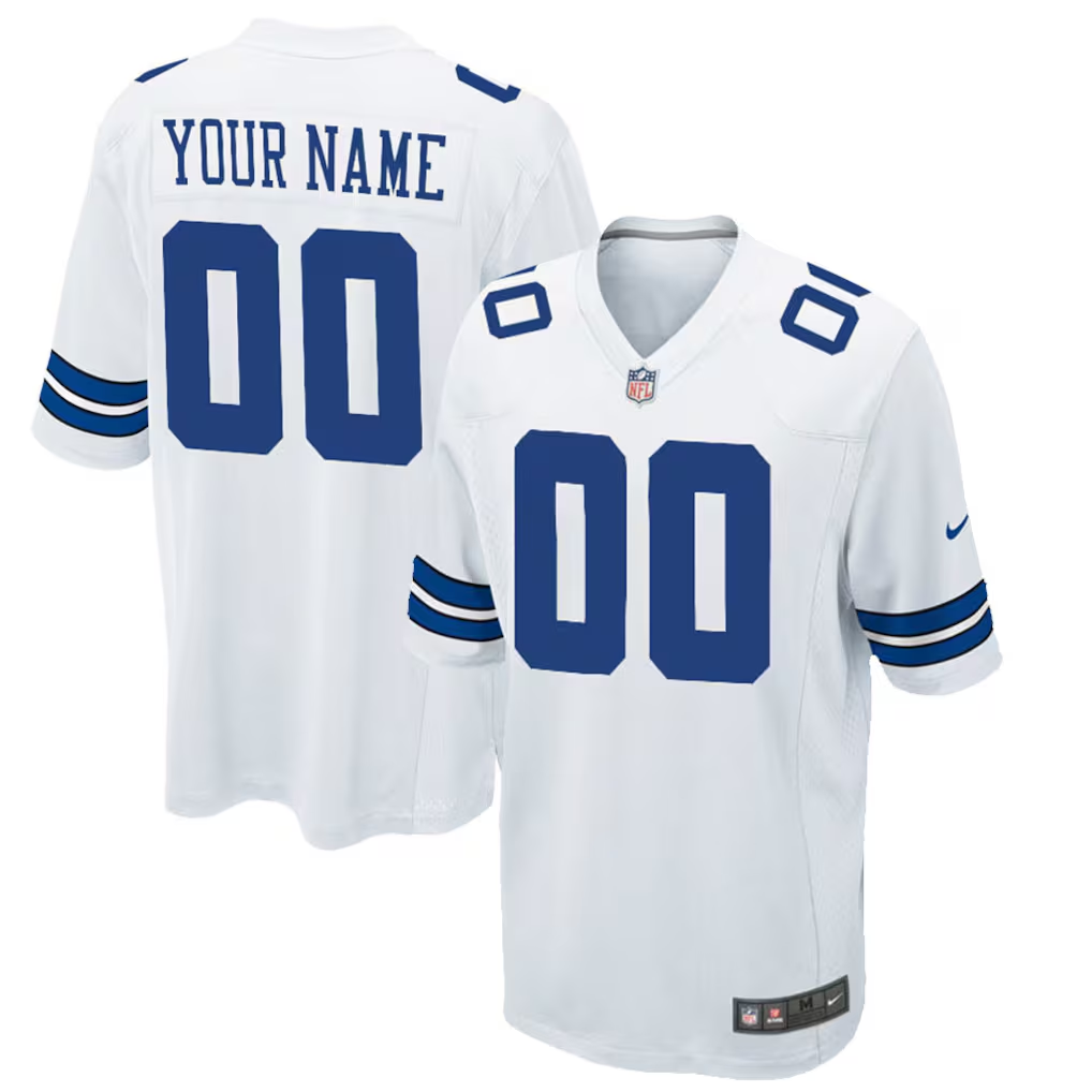 Customized Dallas Cowboys Football Jersey Nike Navy White Game Jersey