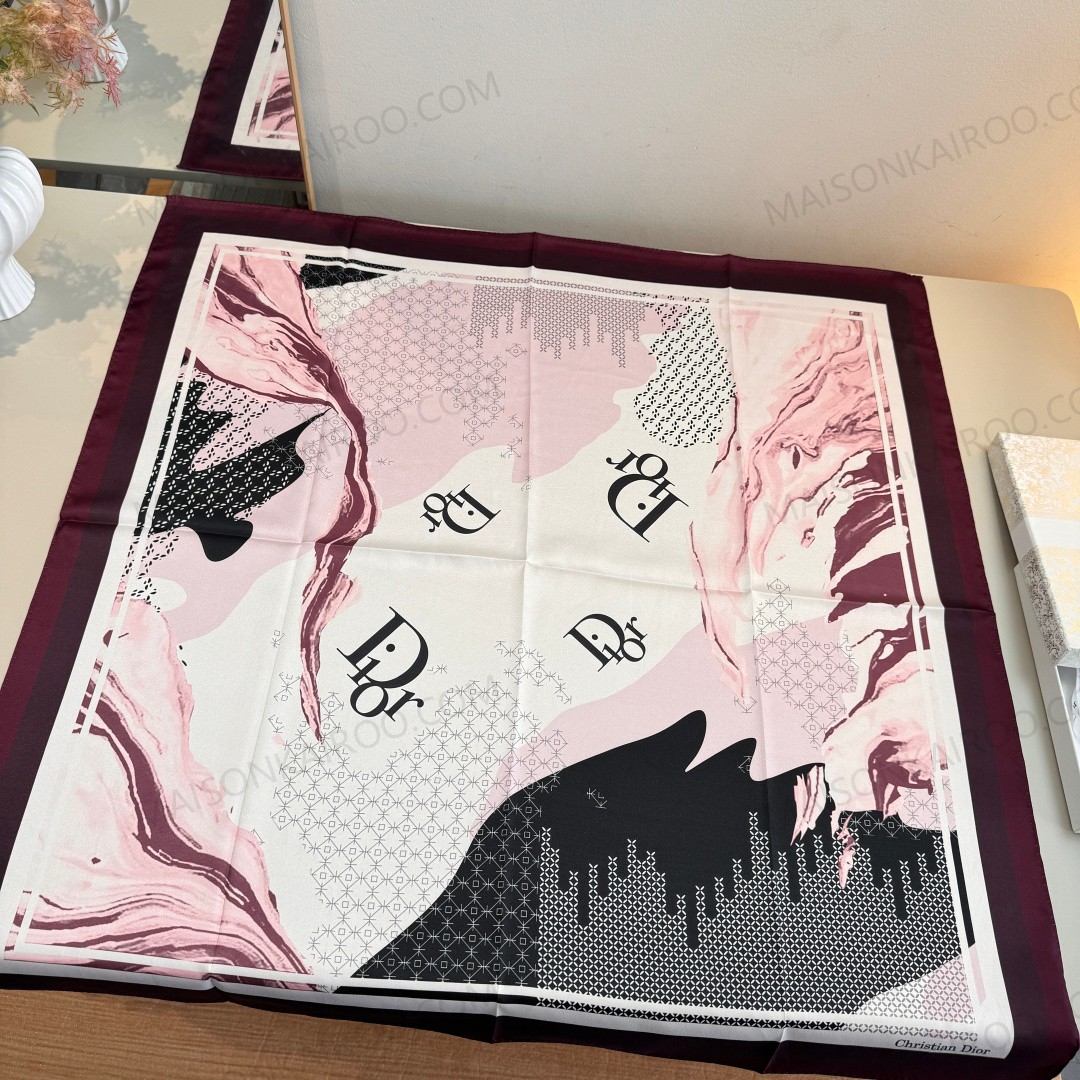 Dior Marble Letter 90 Silk Scarf - KAIROO