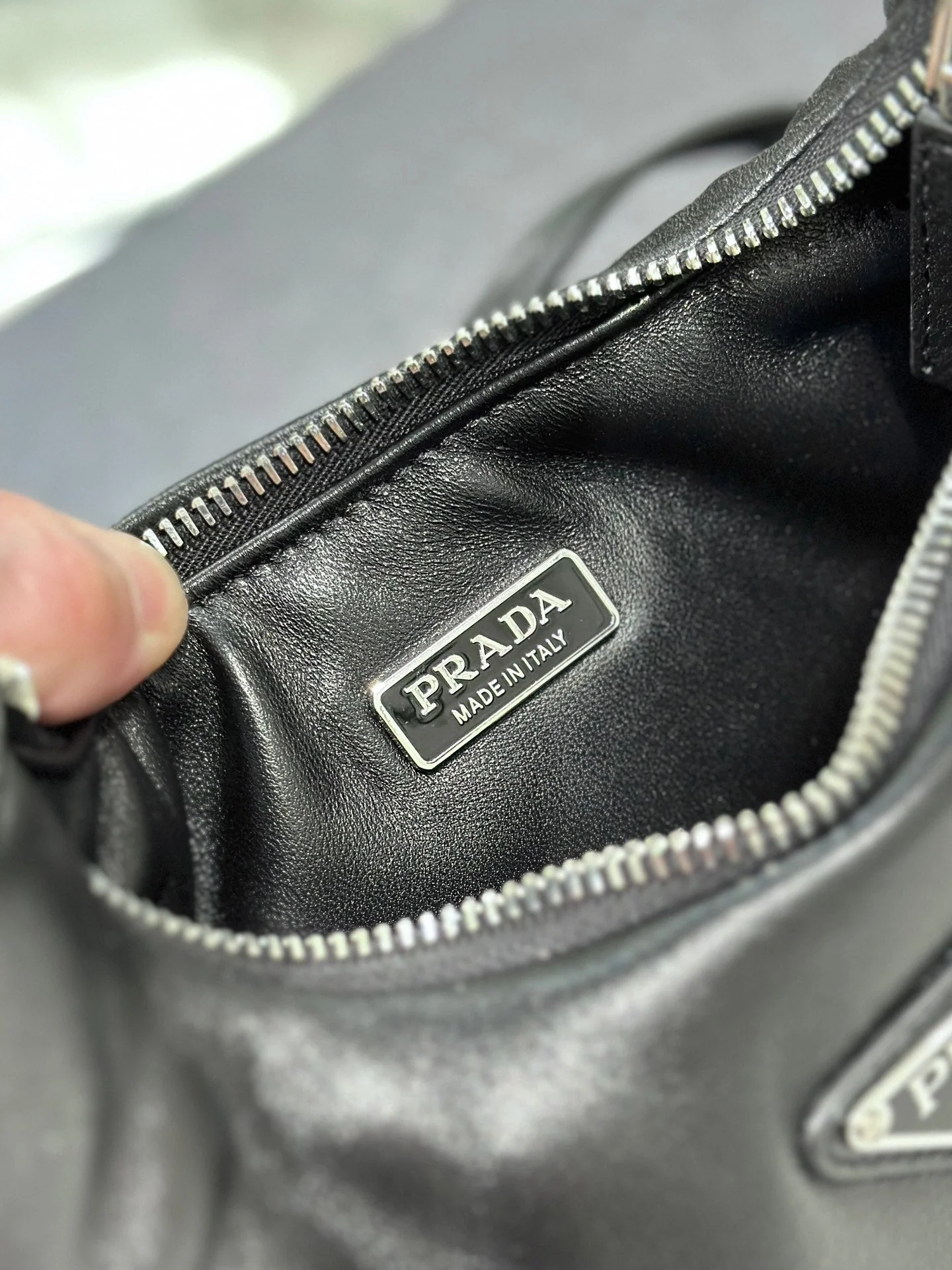 Prada HOBO BAG 21 IN BLACK SOFT LAMBSKIN