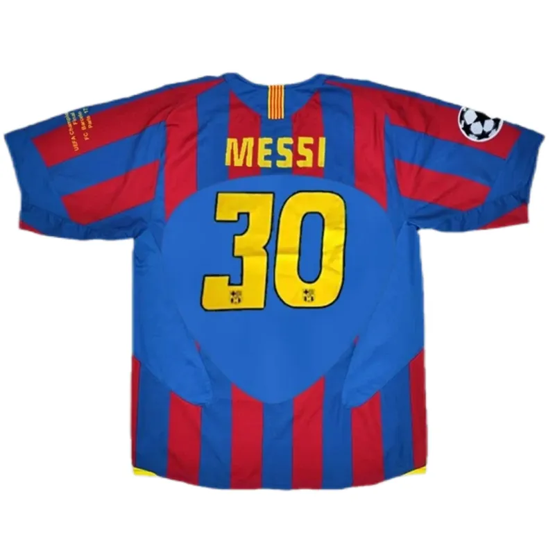 2005/06 Barcelona Messi #30 UCL Final Retro Jersey Home