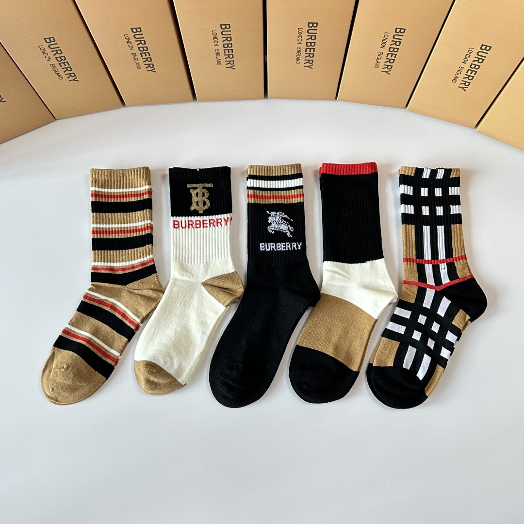 Burberry Check Wool Socks ( 5 pairs)