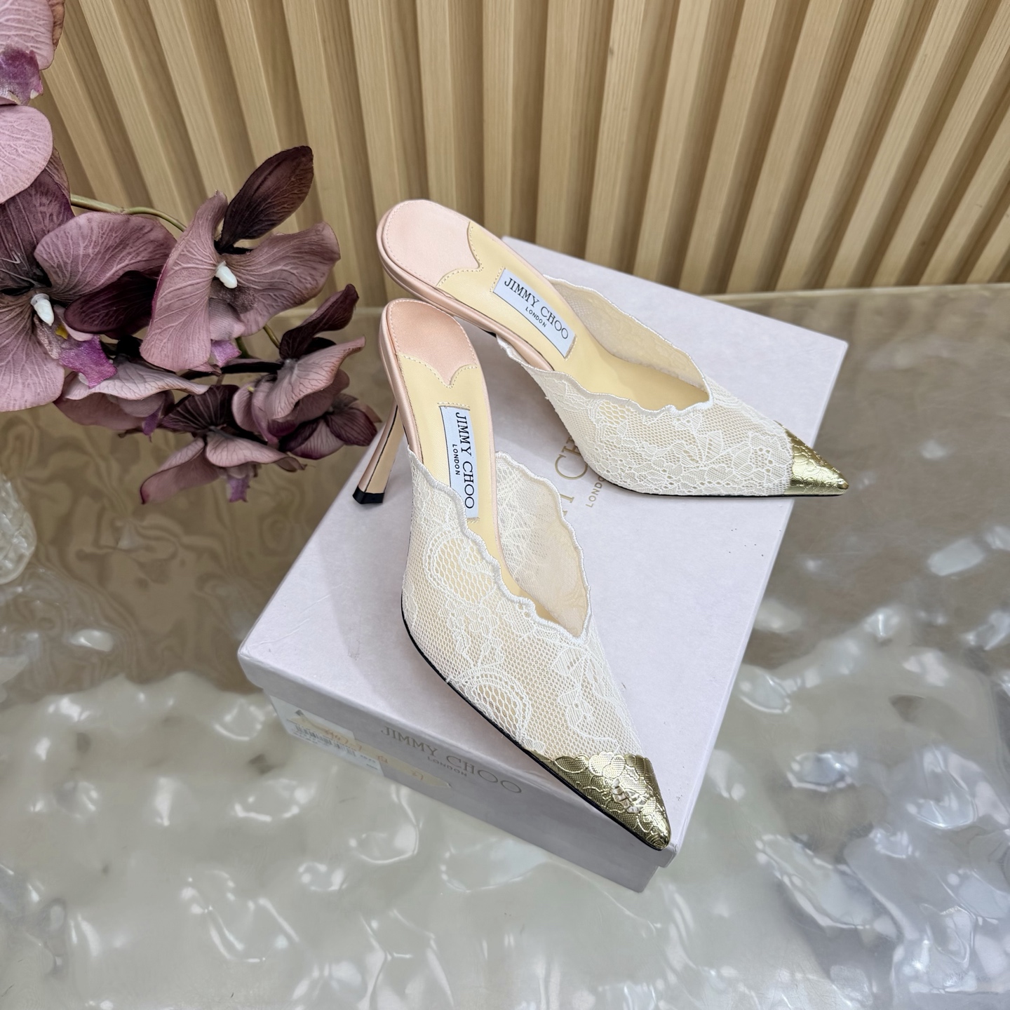 Jimmy Choo Lace Heeled Mule