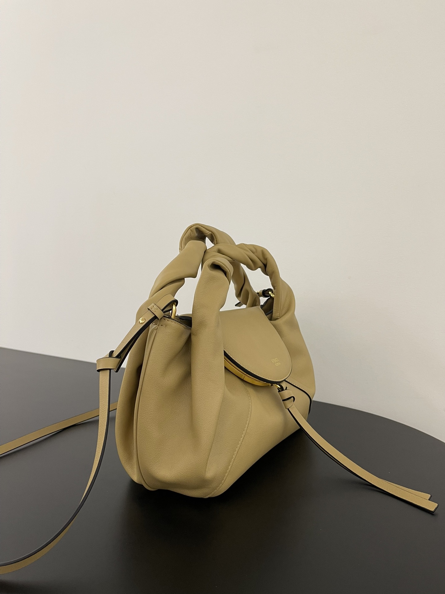 Fend Smalll Spy Bag in Beige Leather