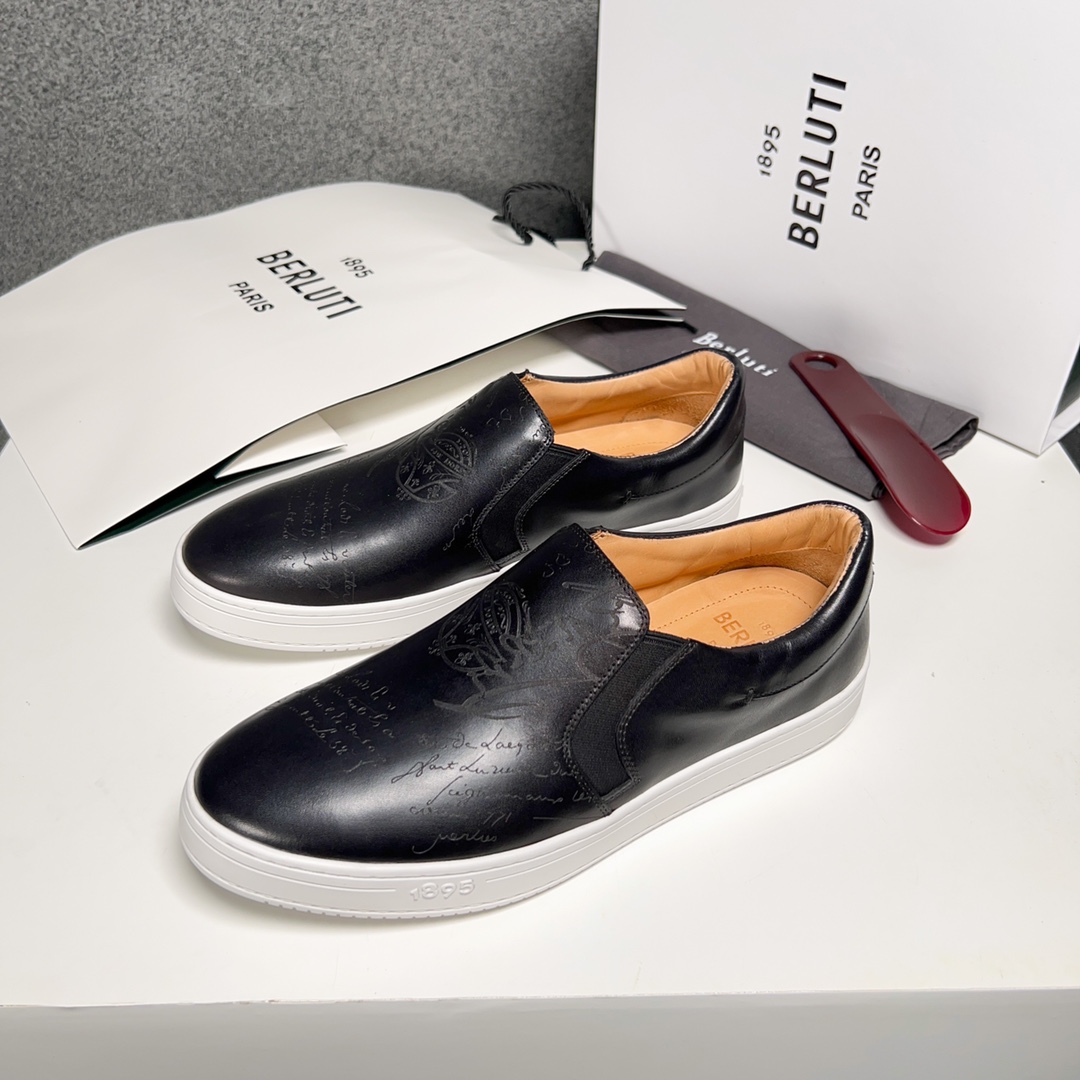 Berluti Men's Leather Sneakers in Black