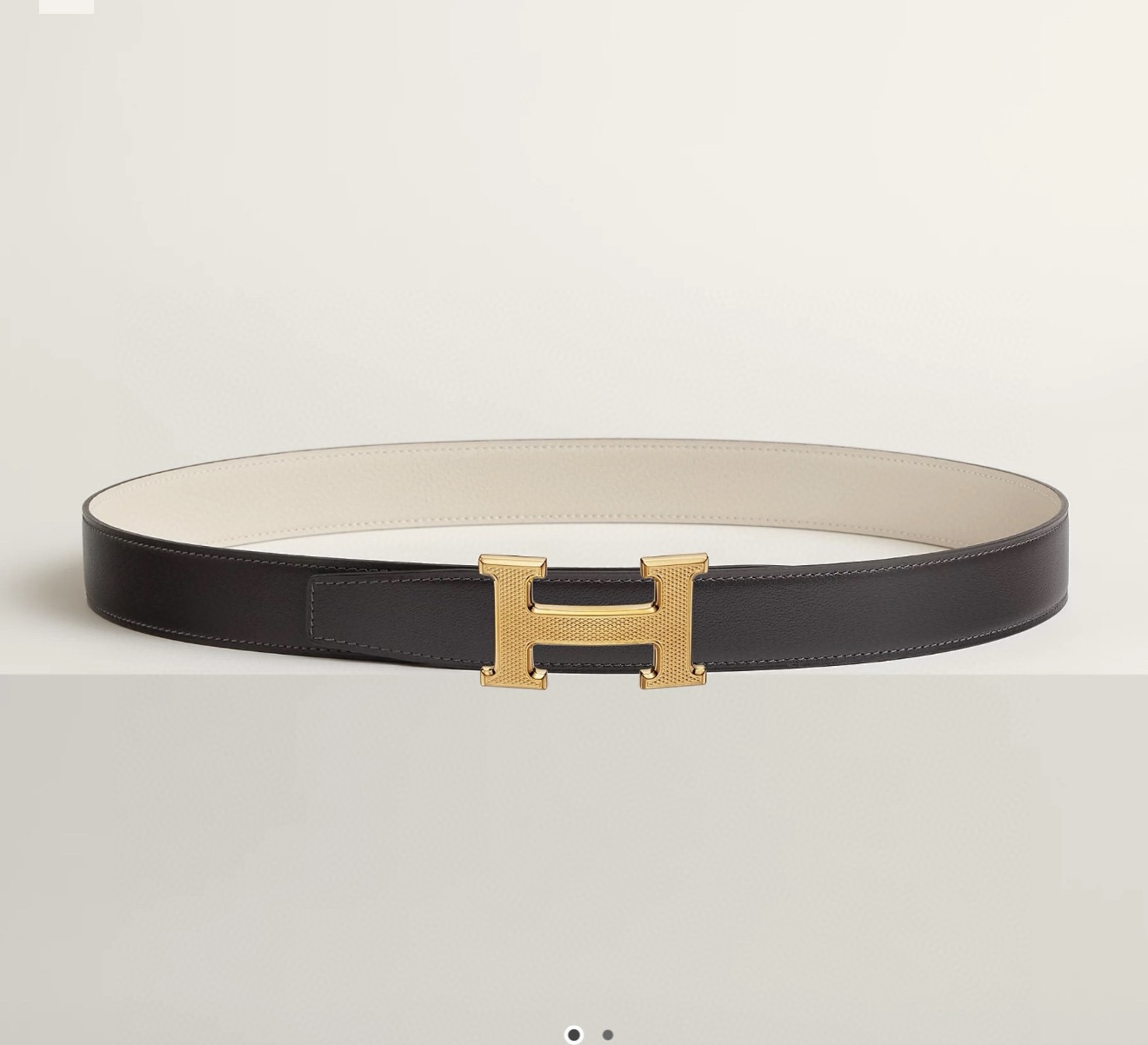 Hermes H Guilochee Reversible Leather Belt 32mm