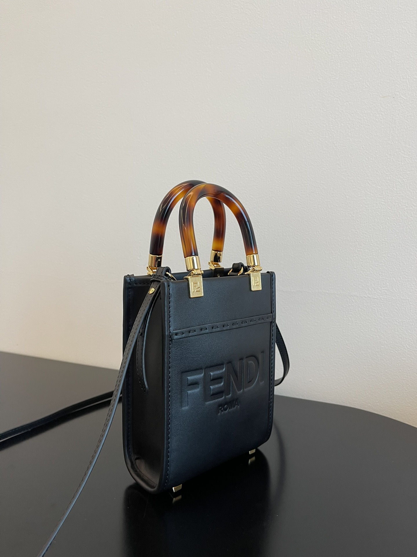 Fendi Mini Sunshine Leather Bag-Black