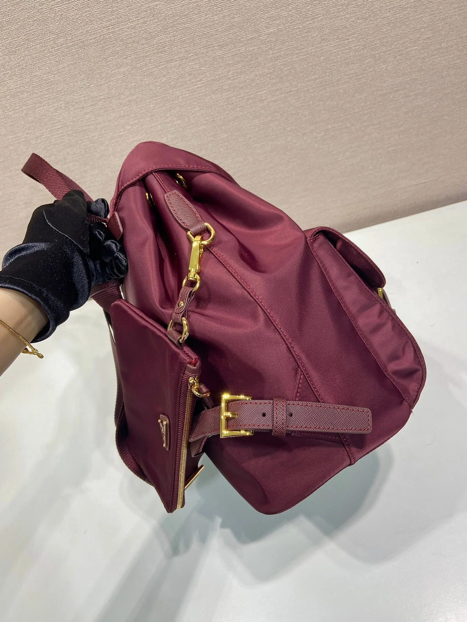 Prada  Backpack 32 burgundy nylon fabric 280832