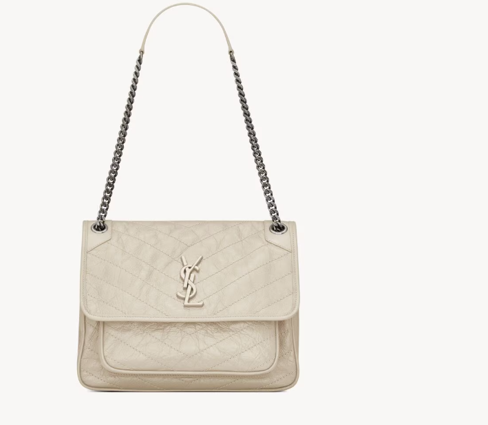 Saint Laurent White Vintage Leather Medium Niki Bag