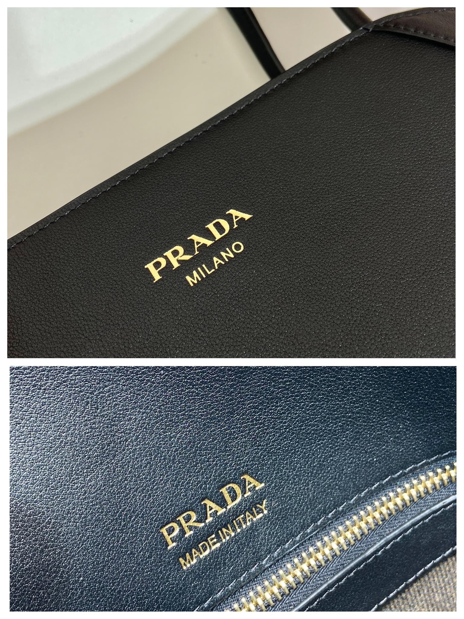 Prada ELEGANT TOTE BAG 40 IN BLACK SMOOTH CALFSKIN