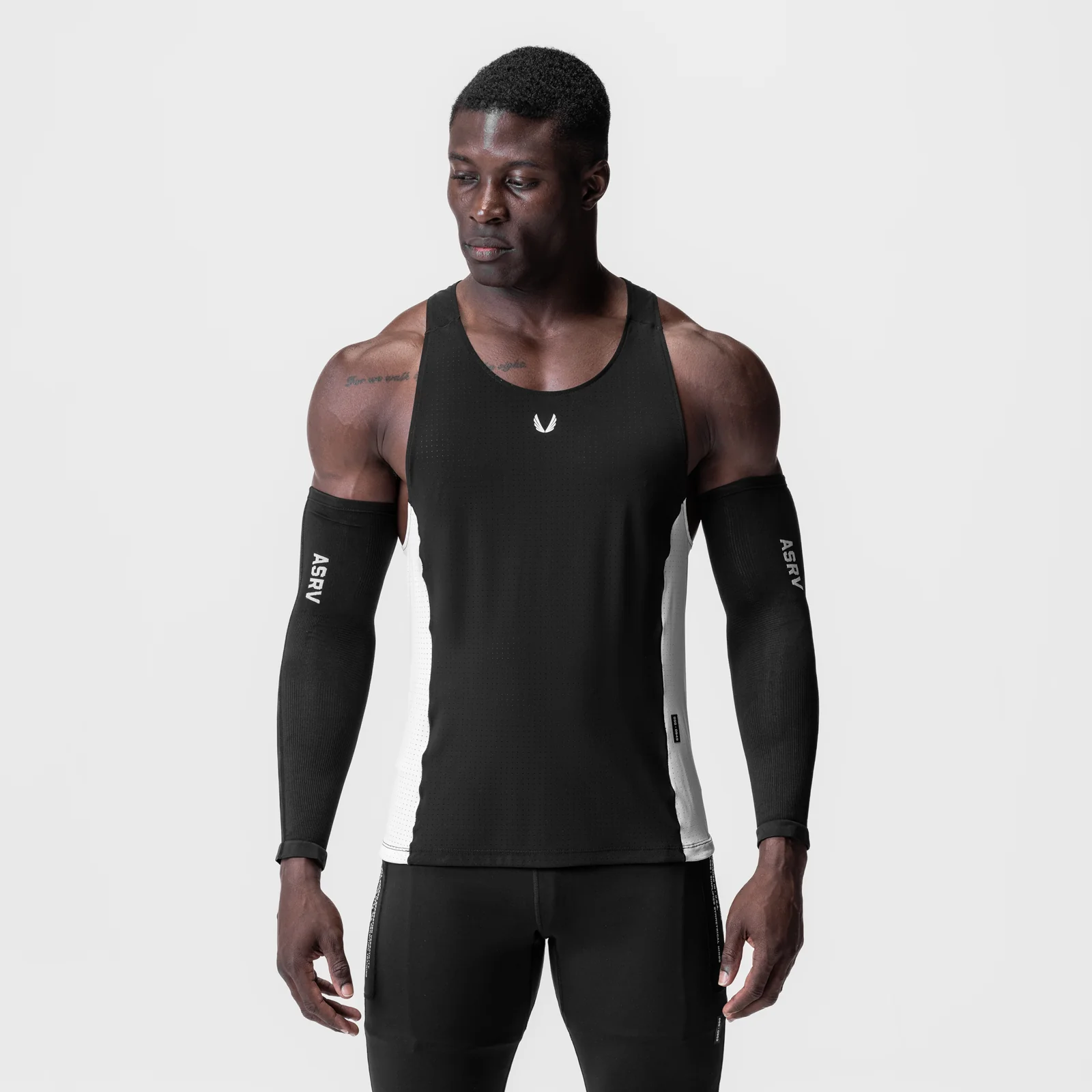 0949. Laser-Vent Singlet Tank - Black/White