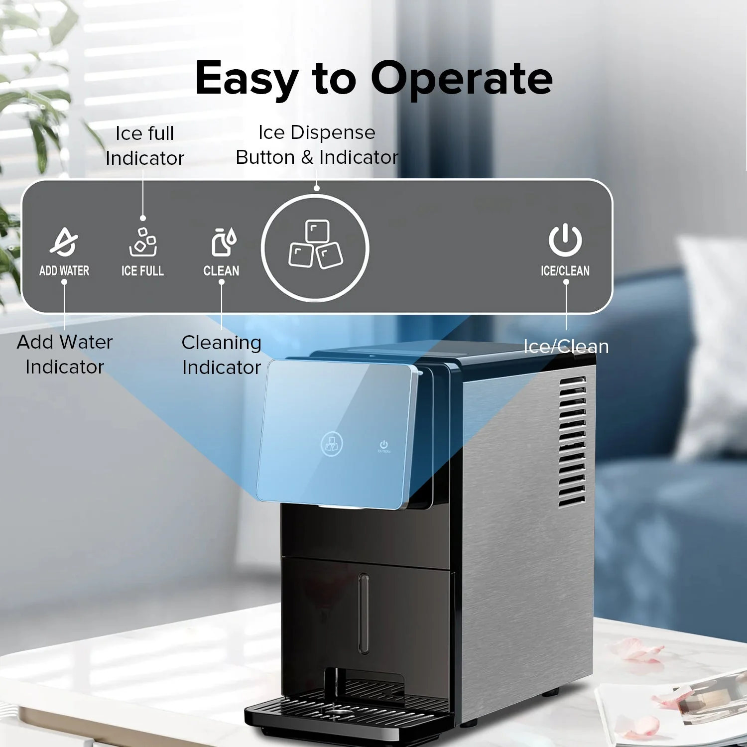 Cowsar Silent Nugget Ice Maker – 33 lbs/24H, Self-Cleaning, 1.8L Tank