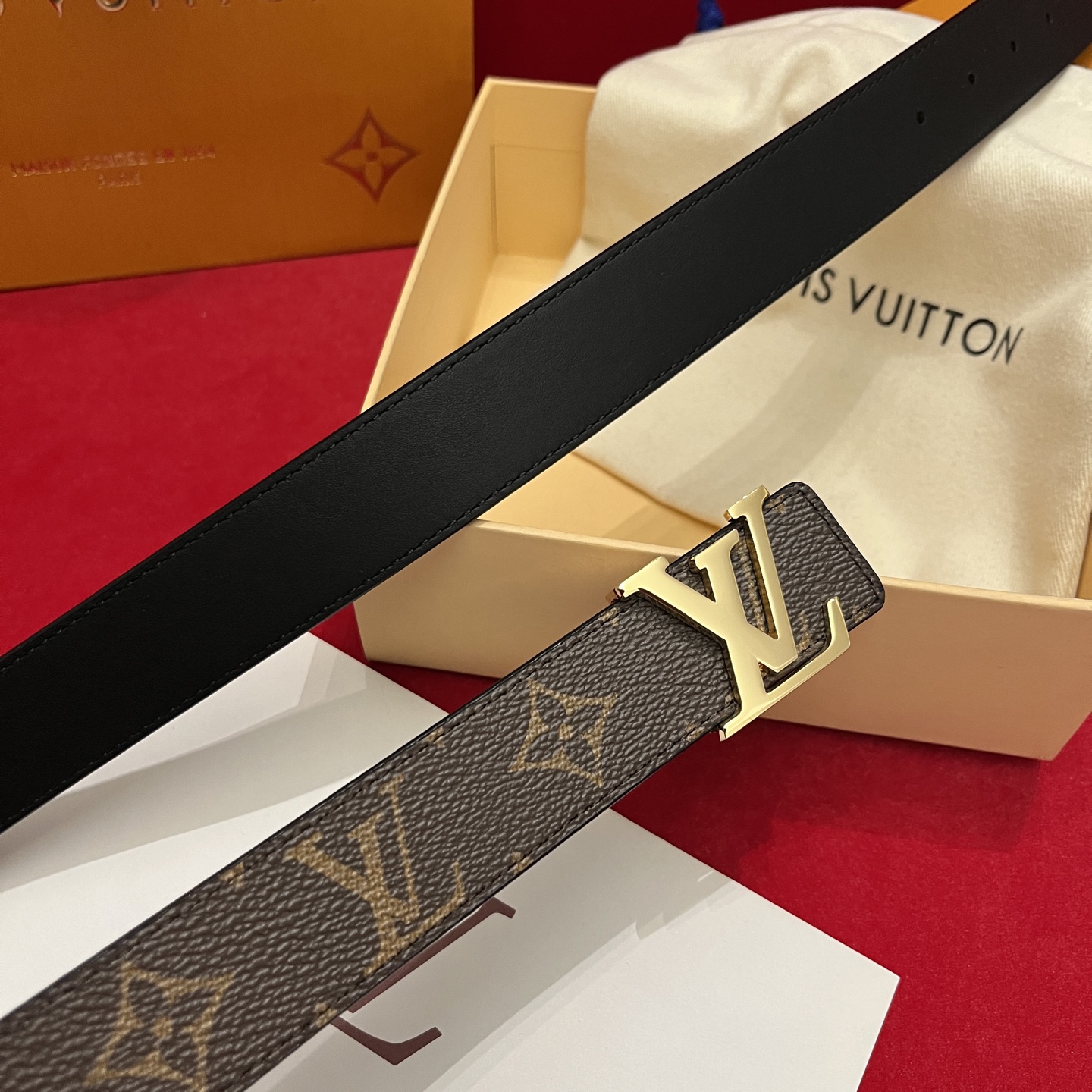 LV Initial Monogram Canvas and leather Reversible Belt 3.0cm