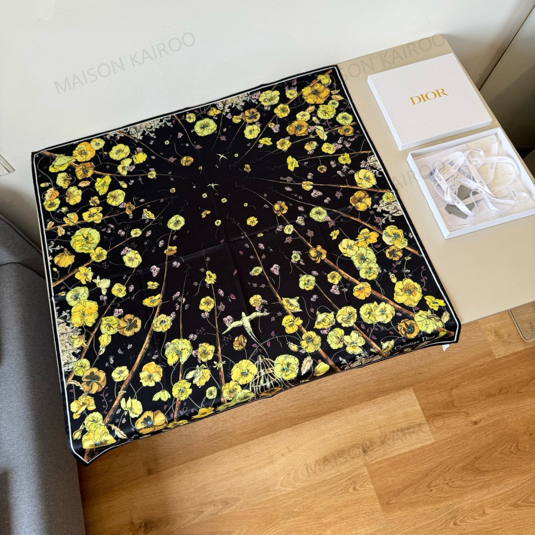 Dior Base Purple Floral Square Scarf - KAIROO