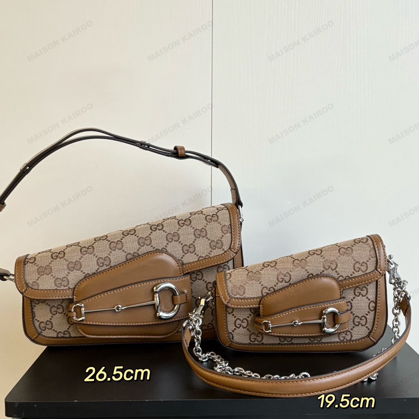 Gucci Horsebit 1955 Irregular Equestrian Mini/Medium GG Supreme Canvas /Leather Chain Hobo Shoulder Bag - KAIROO