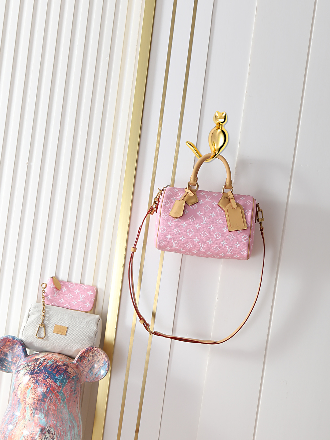 【15A】Louis Vuitton LV x Pharrell Williams LV Speedy 25/30/40 P9 Pink Monogram Brass Plaque Boston Top Handle Bag - KAIROO