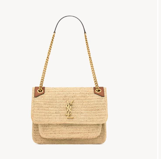 Saint Laurent Natural Raffia Medium Niki Bag