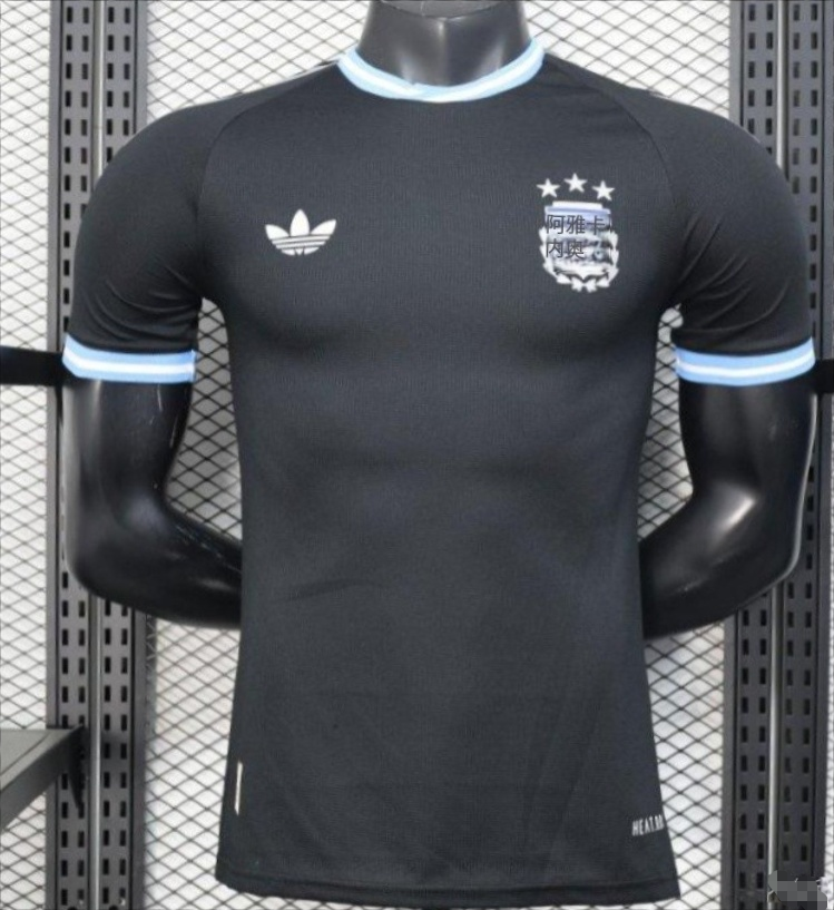 Player Version 2025 Argentina Black with Sky Blue Trim Jersey S-2XL