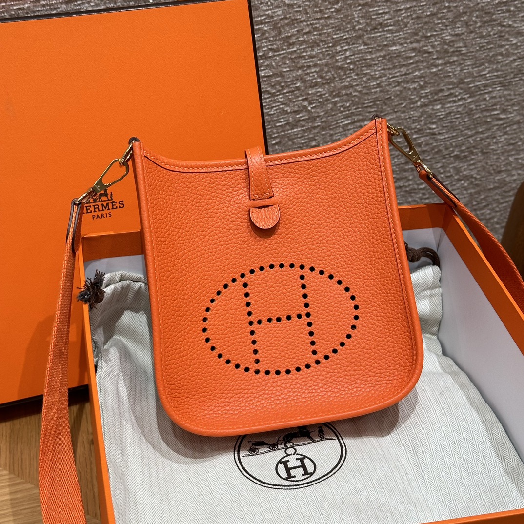 Hermes Orange Clemence Mini Evelyne 16