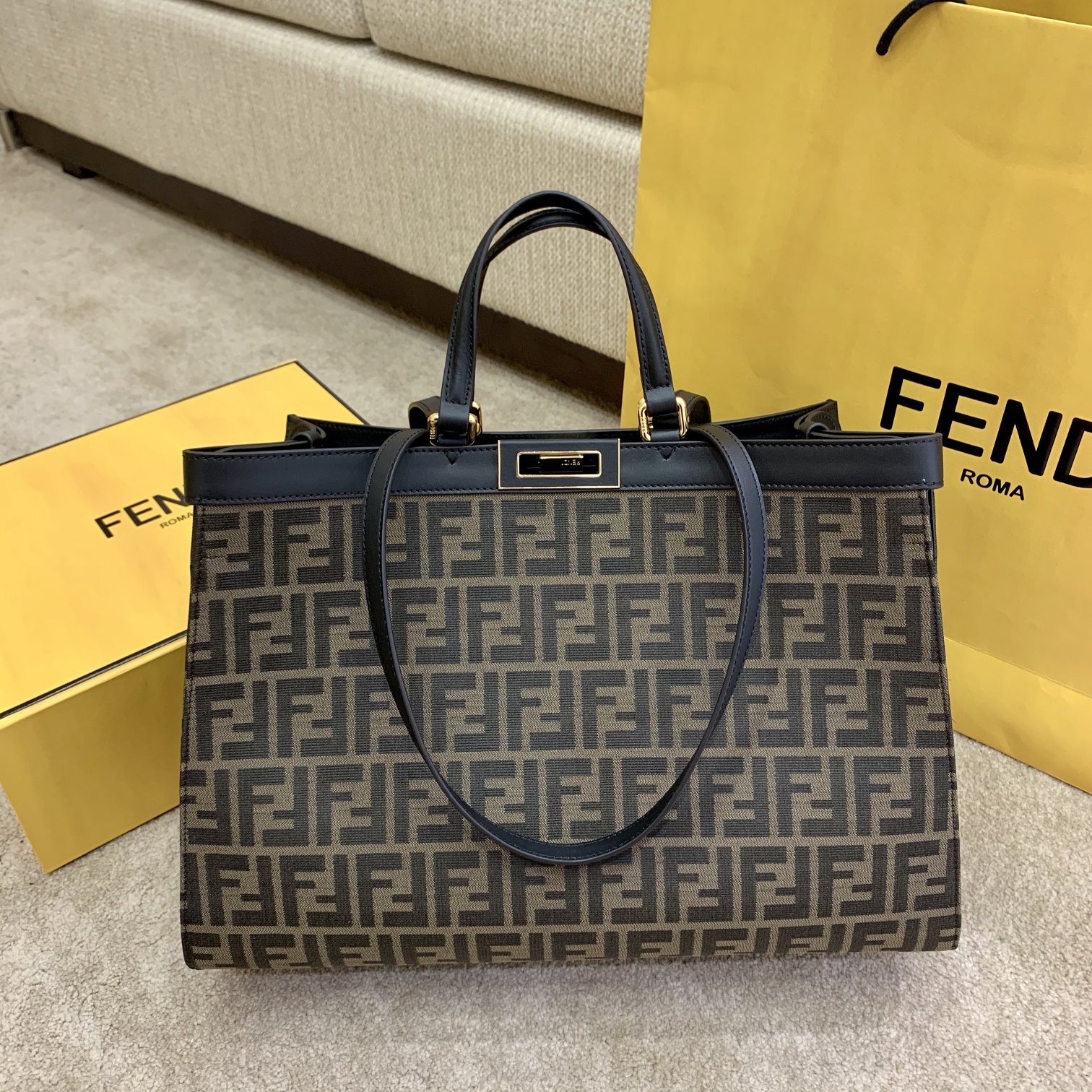 Fendi Iconic Large FF canvas peekaboo X-tote