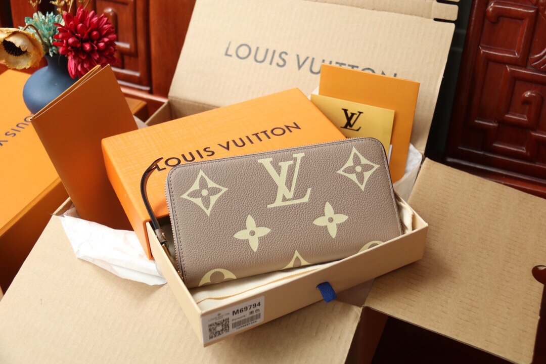 M69794 LV Zippy wallet in Tourterelle Monogram Empreinte Embossed Leather