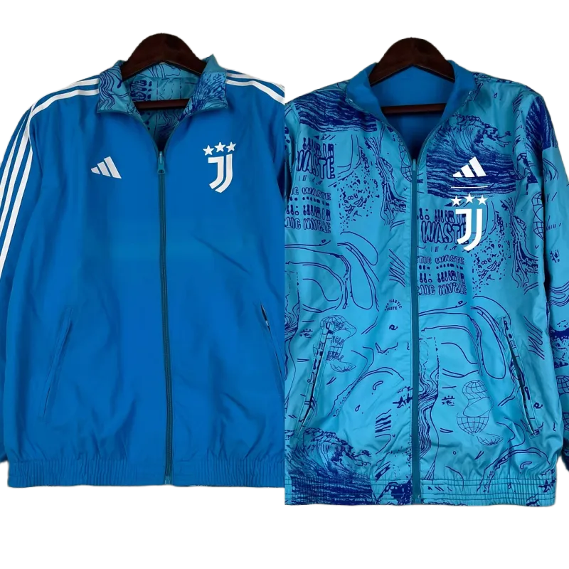 2023-2024 Juventus Reversible Windbreaker Blue Soccer Jersey 1:1 Thai Quality