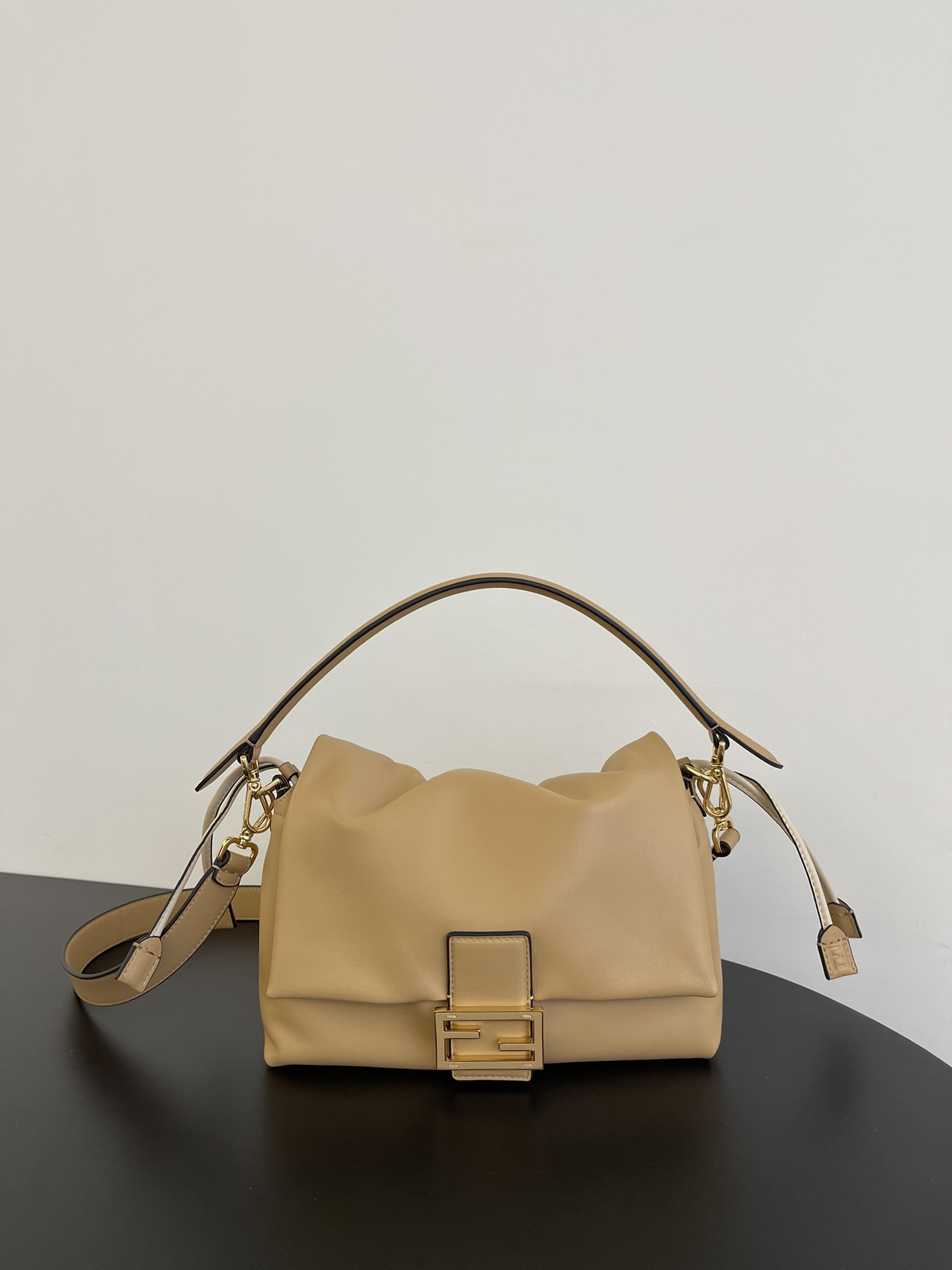 Fendi Medium Baguette Soft Bag in Nappa leather-Dark beige