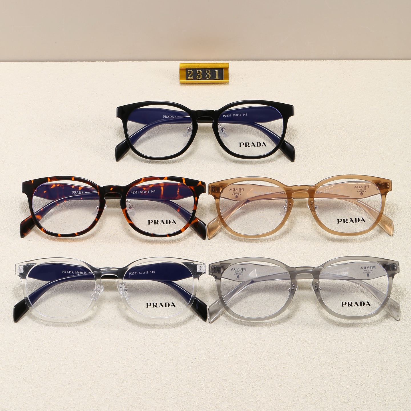 Prada Classic Wide Geometric Temple Triangle Logo Eyeglass - KAIROO
