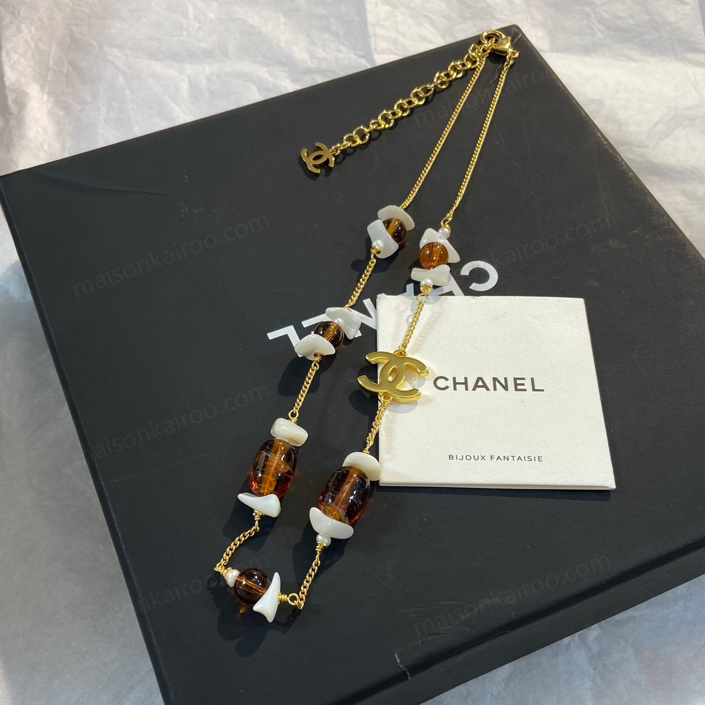 Chanel Amber Bead Double C Necklace - KAIROO