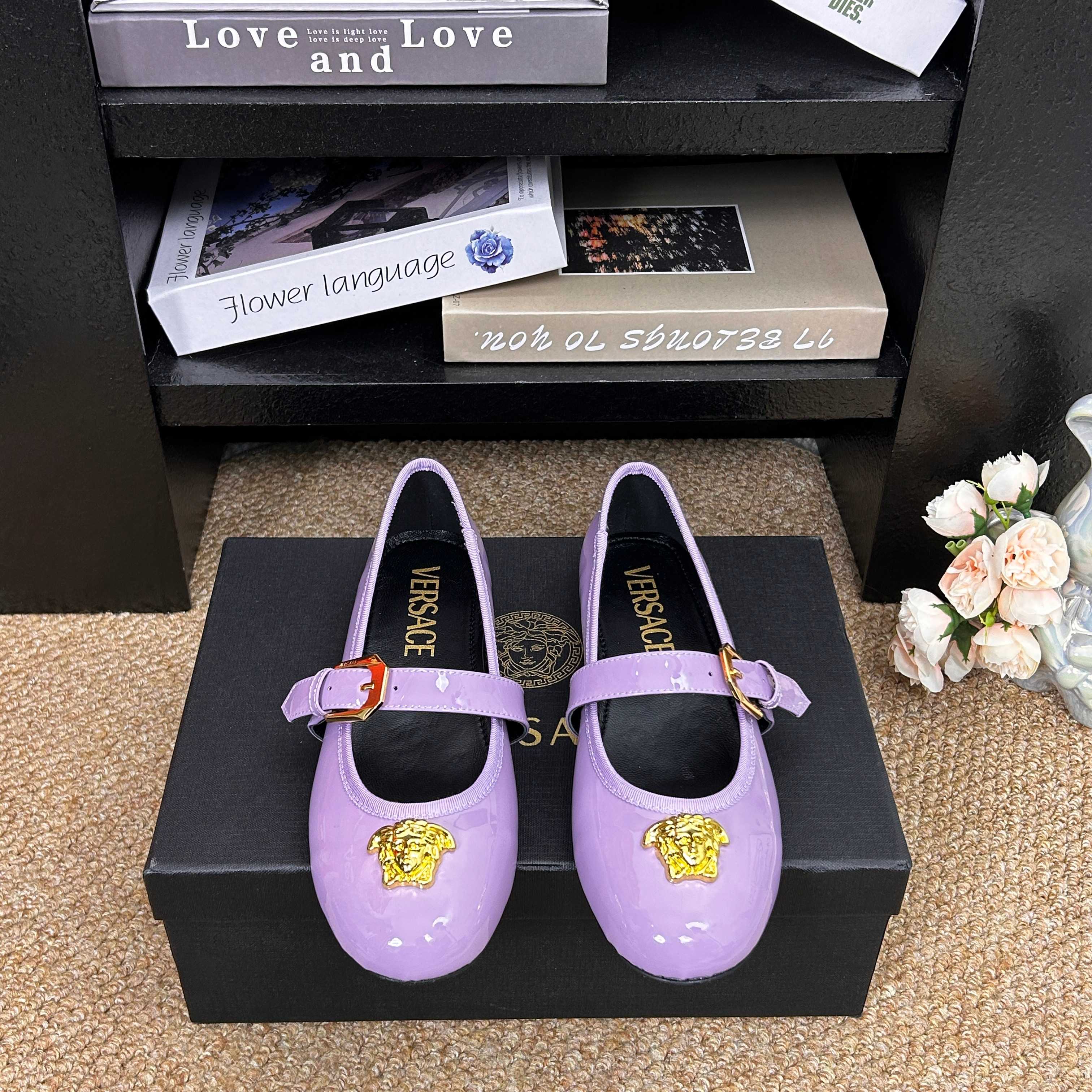Versace Shiny Leather Ballet Flat