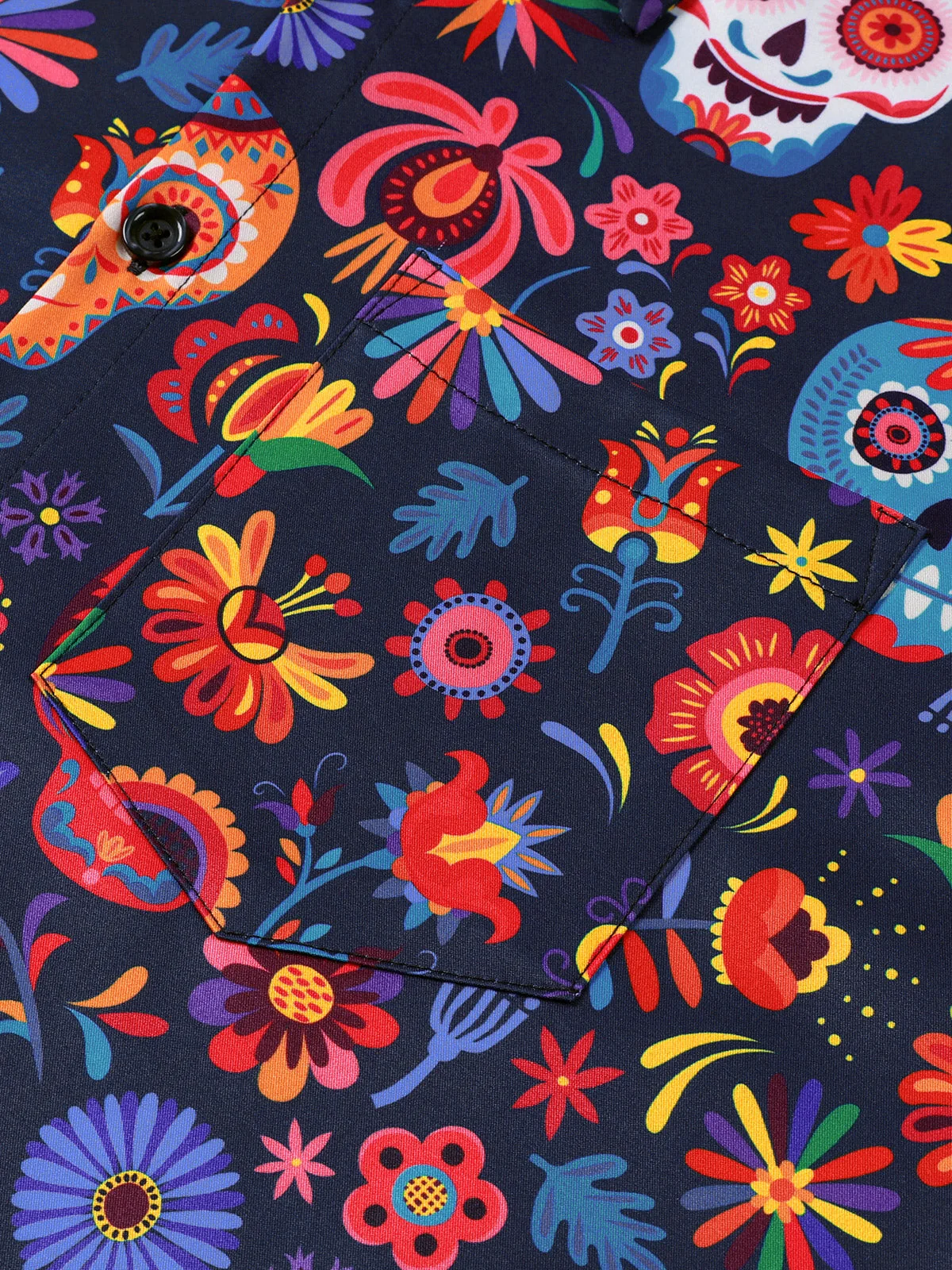 Men's Retro Blue Skull Punk Rock Hawaiian Shirt