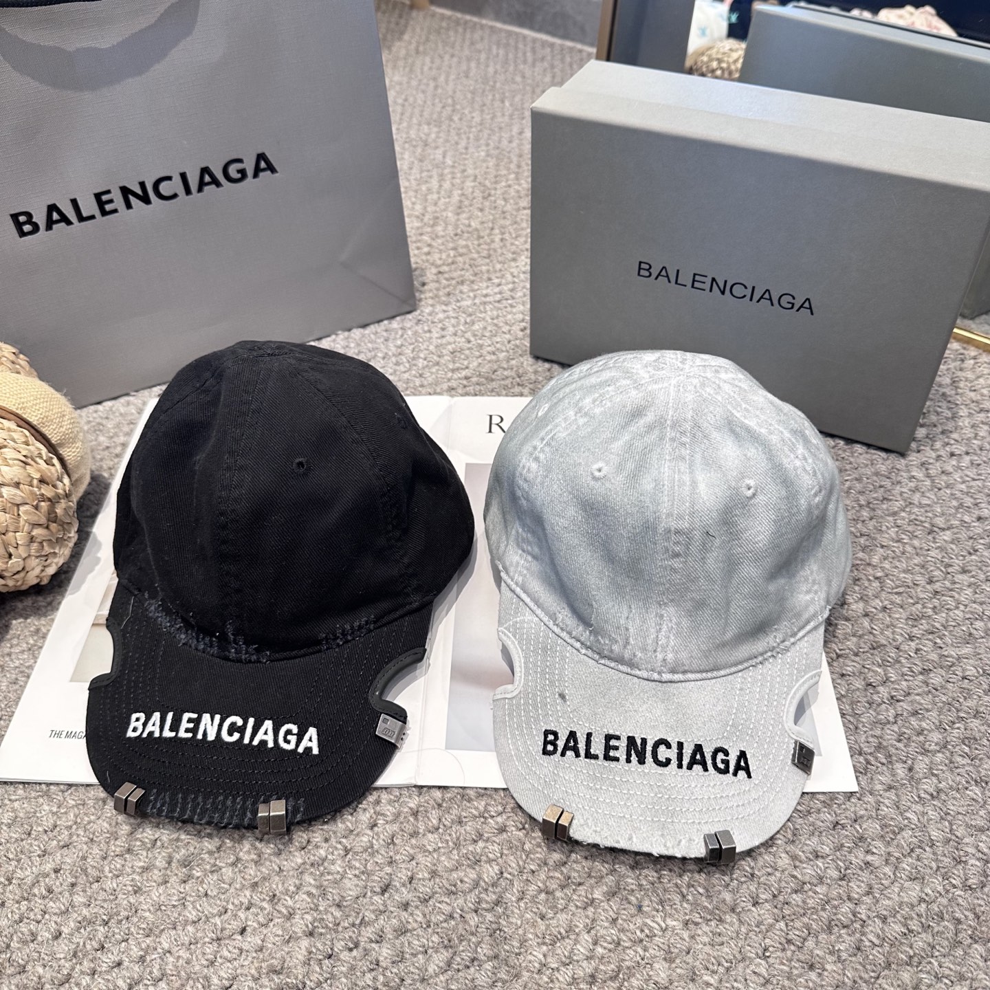 Balenciaga Unity Embroidered Distressed Cotton Drill Square Cut-out Pierced Cap Ring Hat - KAIROO