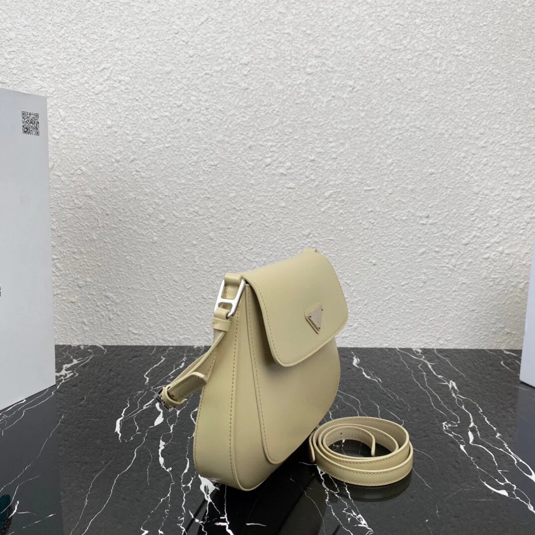 Prada CLEO 24 BEIGE BRUSHED LEATHER SHOULDER BAG