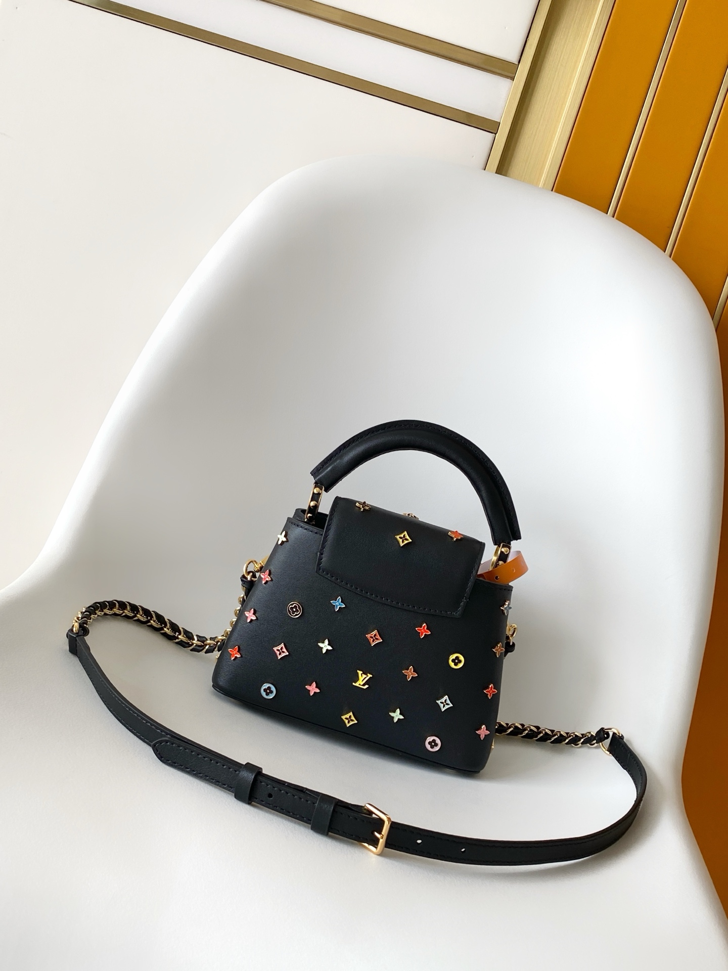 Louis Vuitton x Takashi Murakami Capucines East West Mini Handbag Black