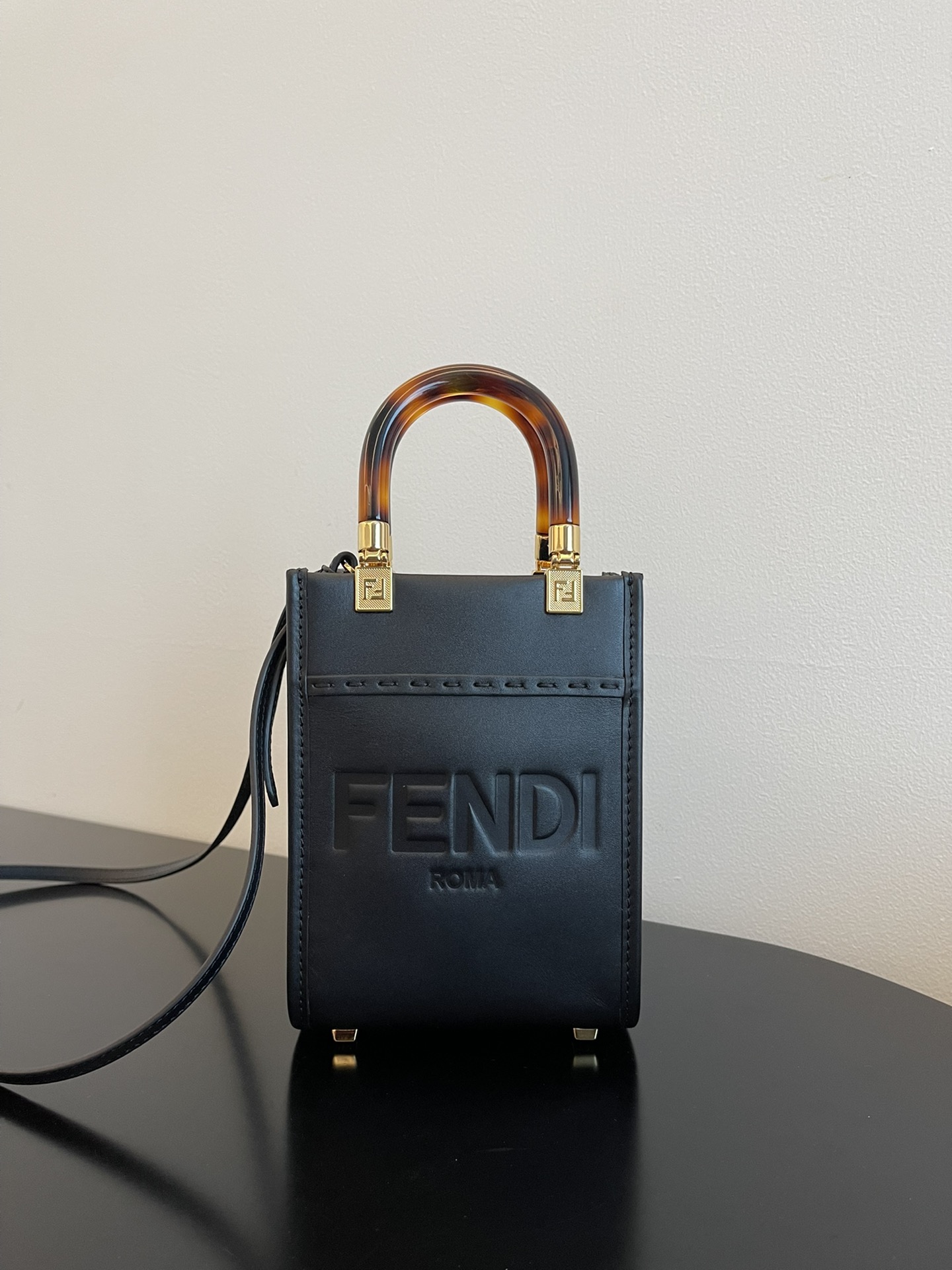 Fendi Mini Sunshine Leather Bag-Black