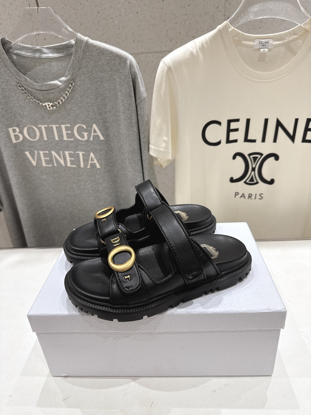 Dior F019 Leather Slide in Black