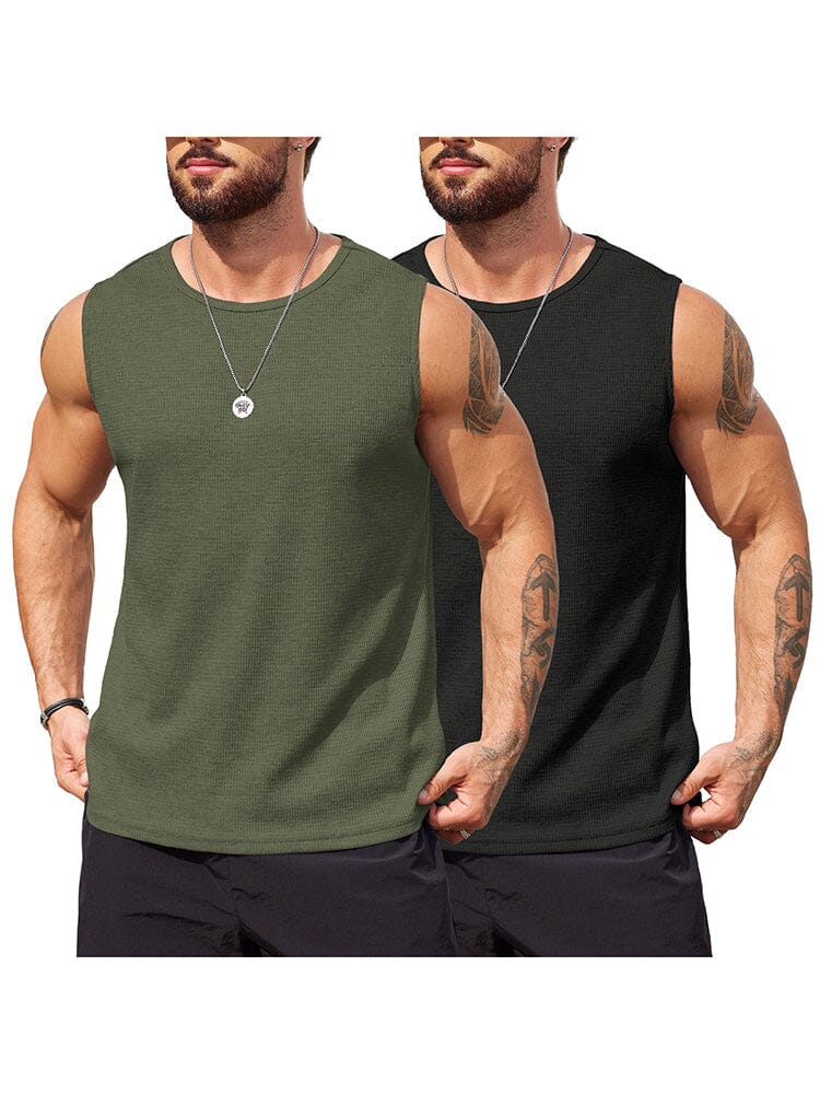 (Pre-order)Casual 2 Pack Waffle Tank Tops (US Only)