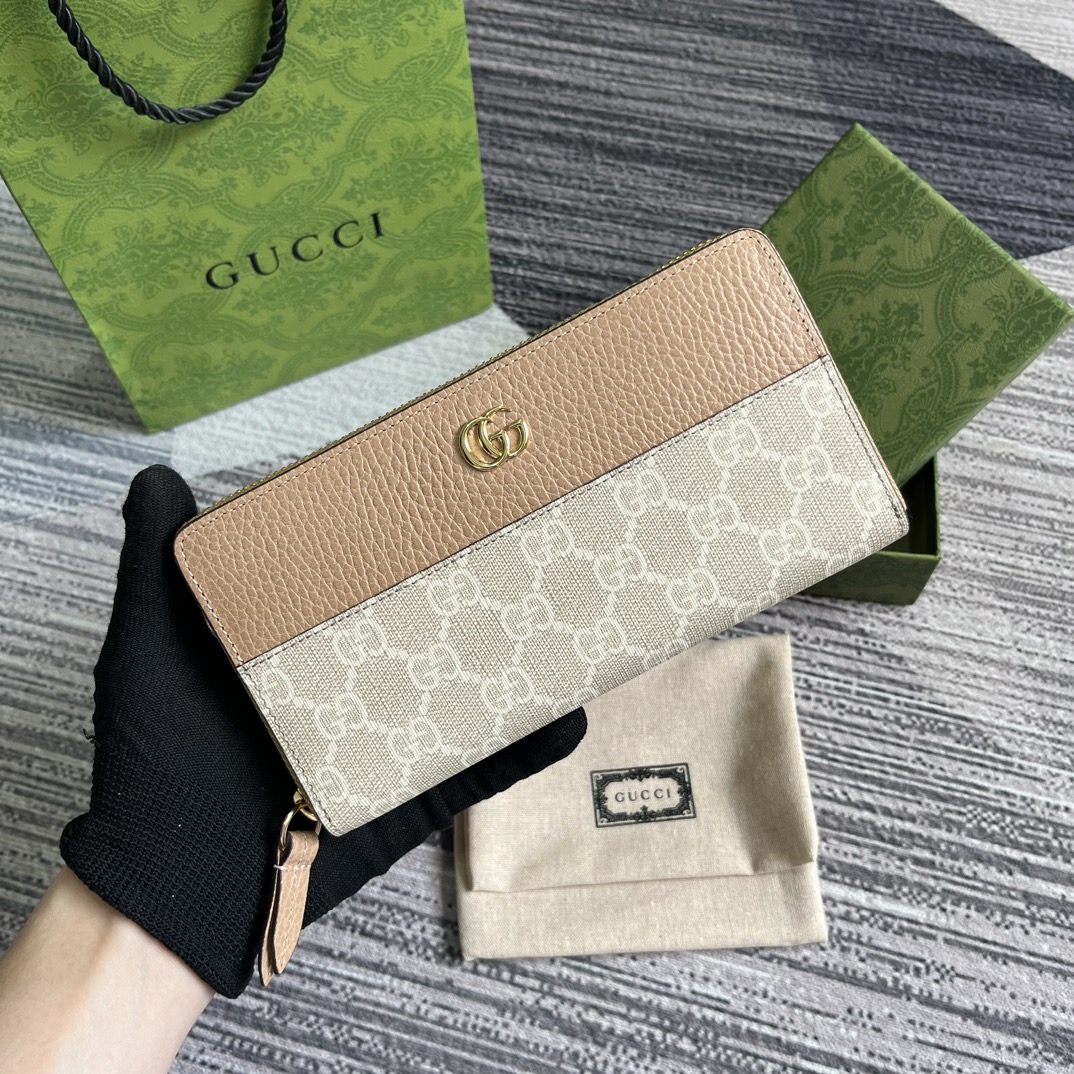 Gucci Bi-colour GG Marmont zip around wallet 456117