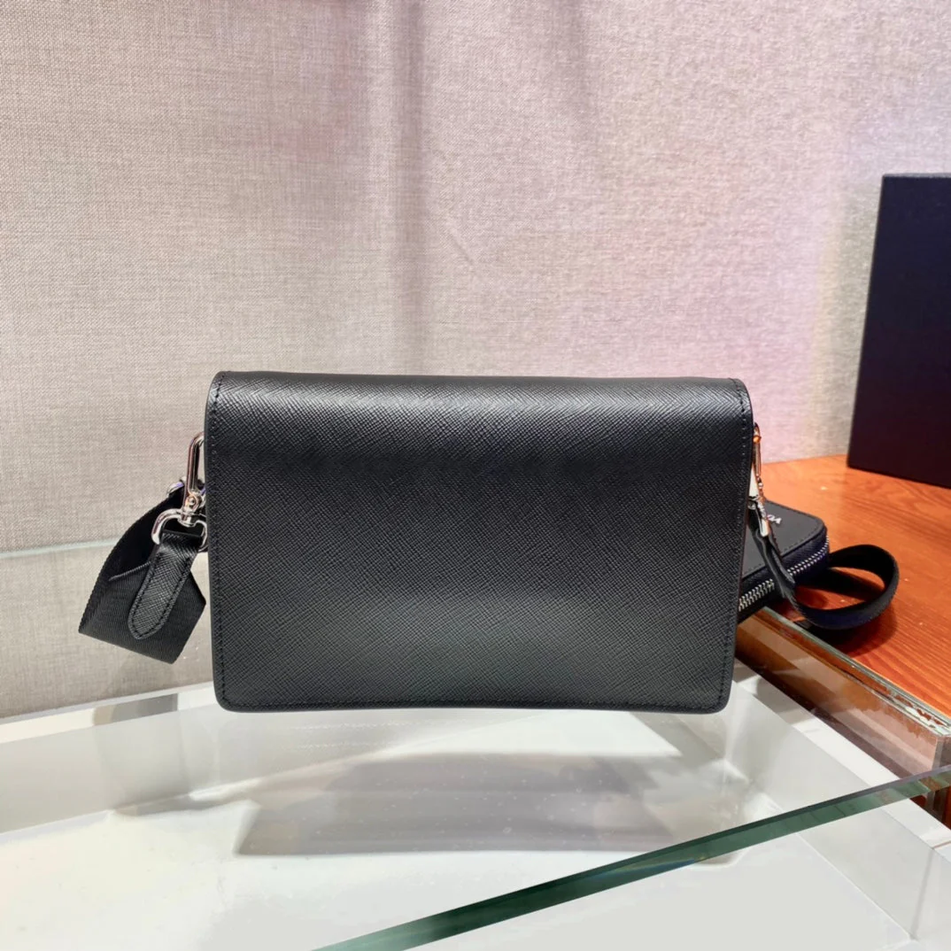 Prada ENVELOPE FLAP BAG 20 IN BLACK SAFFIANO LEATHER