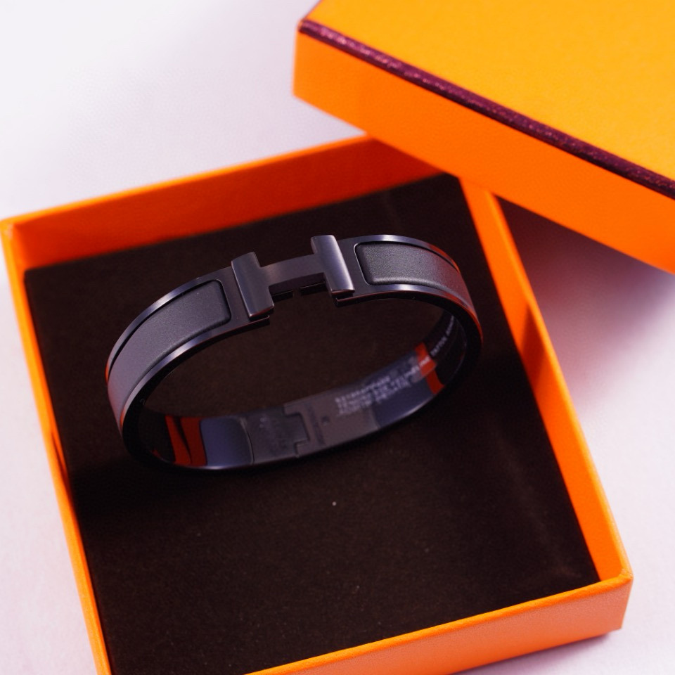 Hermes Black Clic H Enamel Bracelet