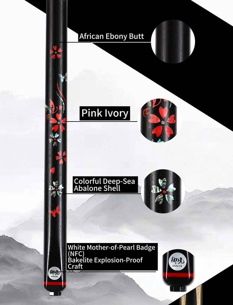 ACSWORD  Luoying One-Piece Snooker Cue – Handcrafted Ash Shaft & Ebony Butt with Hand Inlay | Complete Cue Set with Free Accessories